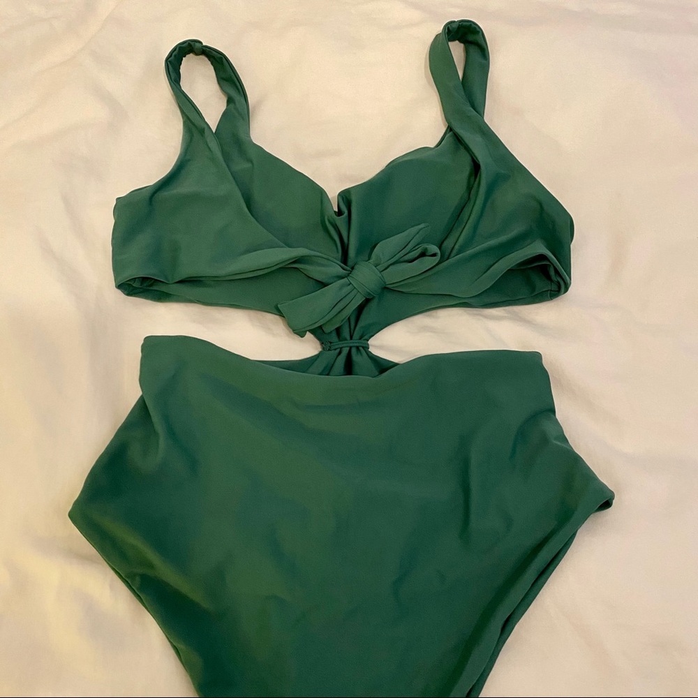 Green cutout one piece ๐ - Picture 2 of 5